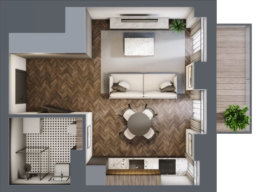 1 pokój, mieszkanie 28,96 m², piętro 3, oferta nr 60, Kamienica Siemensa, Łódź, Śródmieście, ul. Piotrkowska 96