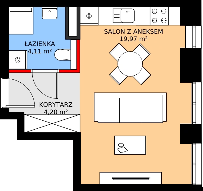 Zalety mieszkania 28.28 m², 17