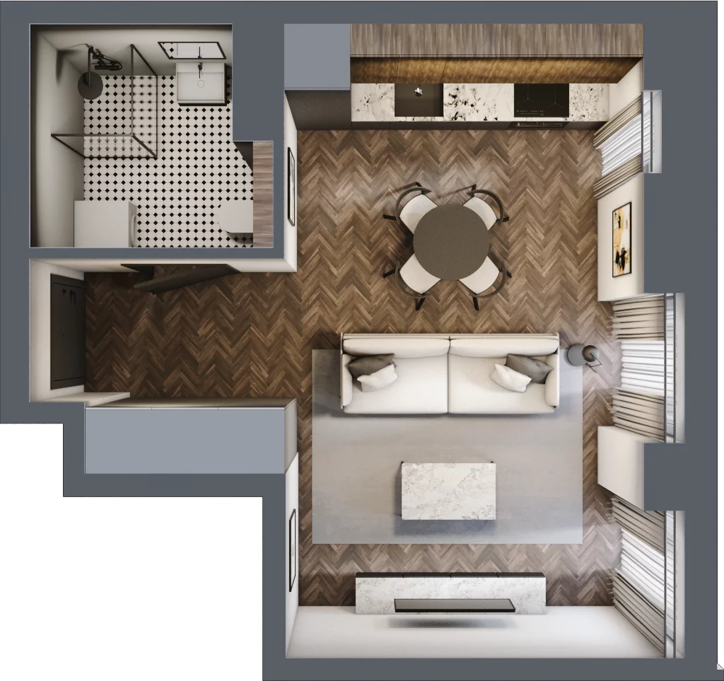 1 pokój, mieszkanie 28,28 m², piętro 1, oferta nr 17, Kamienica Siemensa, Łódź, Śródmieście, ul. Piotrkowska 96