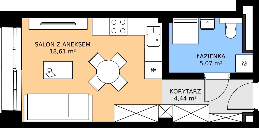 Zalety mieszkania 28.12 m², 6