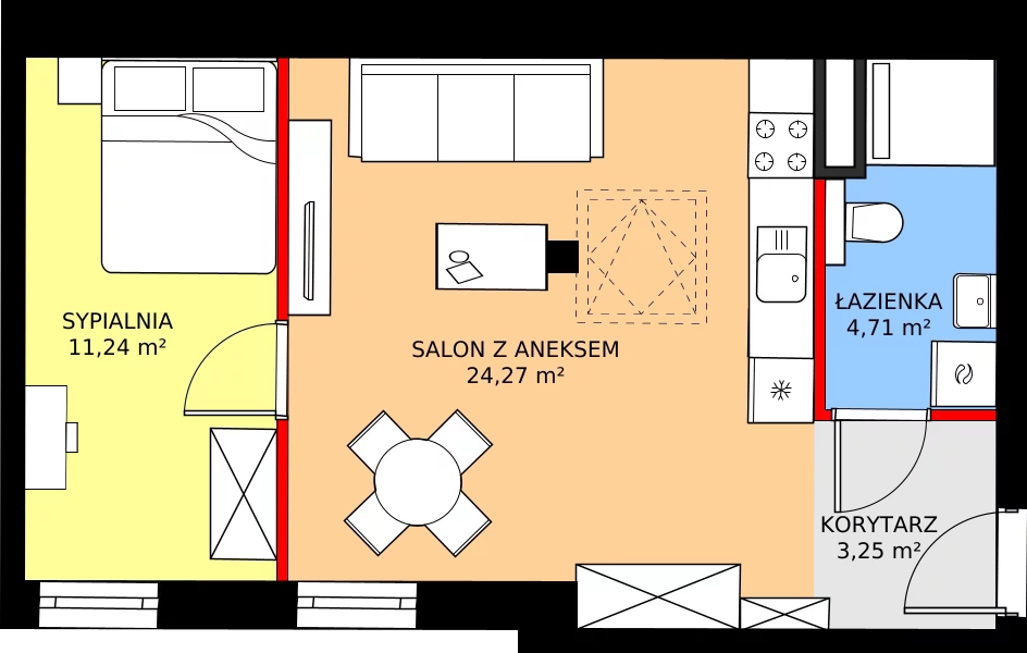 Zalety mieszkania 43.96 m², 82