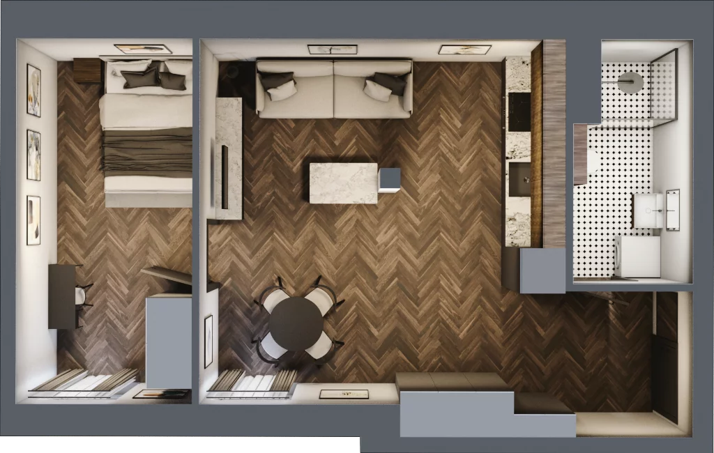 2 pokoje, mieszkanie 43,96 m², piętro 4, oferta nr 82, Kamienica Siemensa, Łódź, Śródmieście, ul. Piotrkowska 96