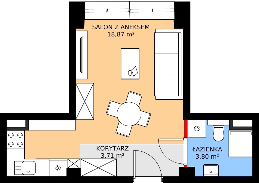 Zalety mieszkania 26.38 m², 10