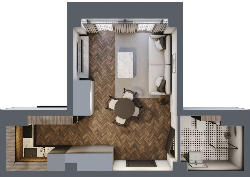 1 pokój, mieszkanie 26,38 m², piętro 1, oferta nr 10, Kamienica Siemensa, Łódź, Śródmieście, ul. Piotrkowska 96