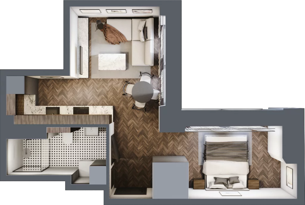 2 pokoje, mieszkanie 35,00 m², piętro 2, oferta nr 32, Kamienica Siemensa, Łódź, Śródmieście, ul. Piotrkowska 96