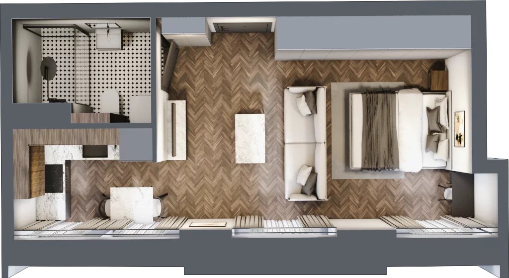 2 pokoje, mieszkanie 32,81 m², piętro 2, oferta nr 42, Kamienica Siemensa, Łódź, Śródmieście, ul. Piotrkowska 96