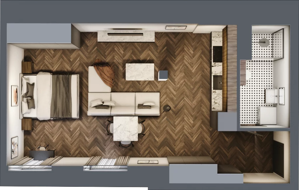 2 pokoje, mieszkanie 41,66 m², piętro 1, oferta nr 20, Kamienica Siemensa, Łódź, Śródmieście, ul. Piotrkowska 96