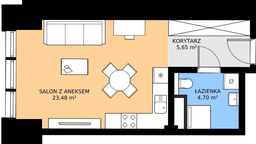 Zalety mieszkania 33.83 m², 4