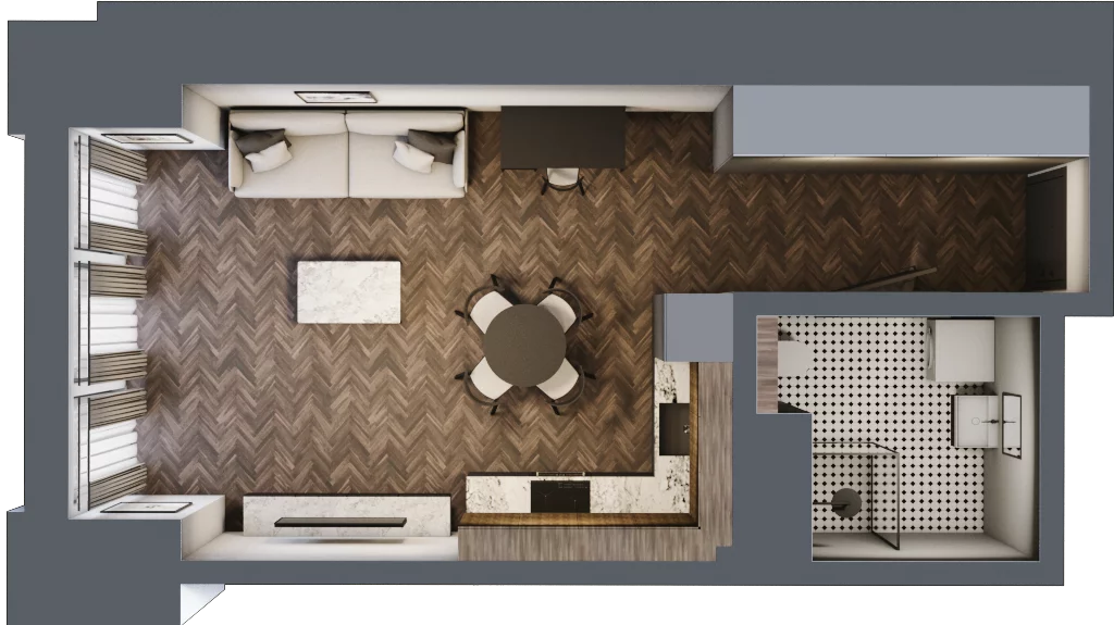 1 pokój, mieszkanie 33,83 m², piętro 1, oferta nr 4, Kamienica Siemensa, Łódź, Śródmieście, ul. Piotrkowska 96