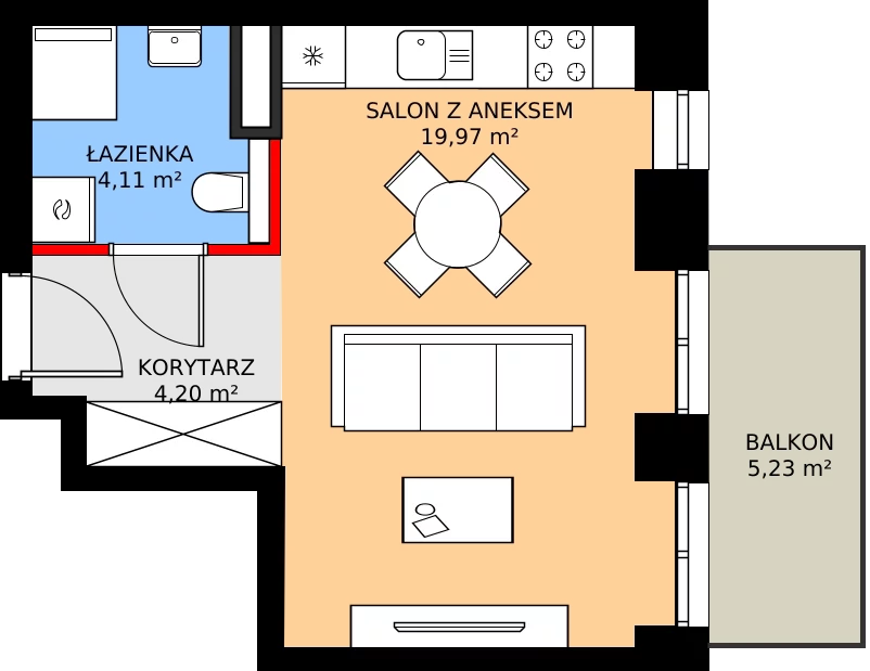 Zalety mieszkania 28.28 m², 59