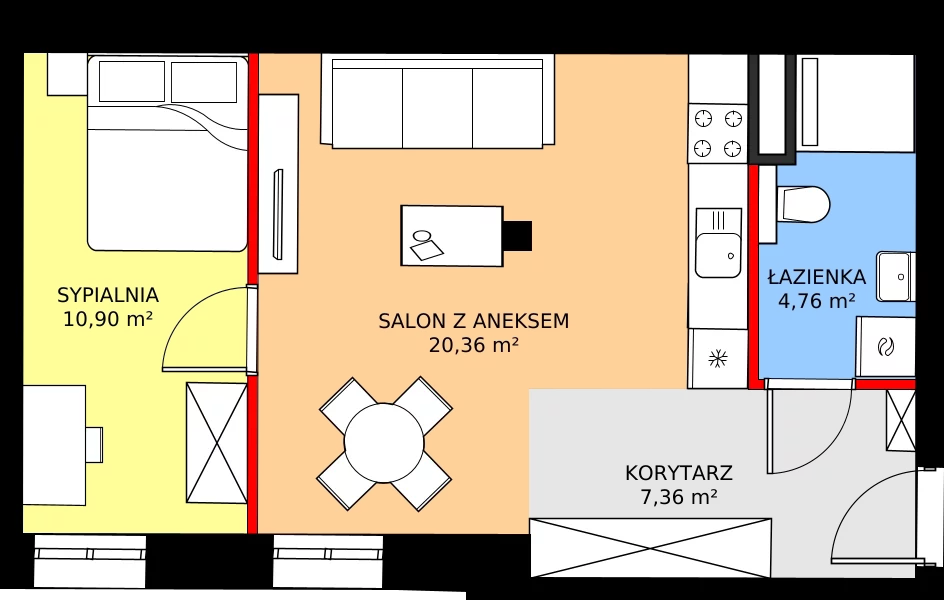 Zalety mieszkania 43.67 m², 62