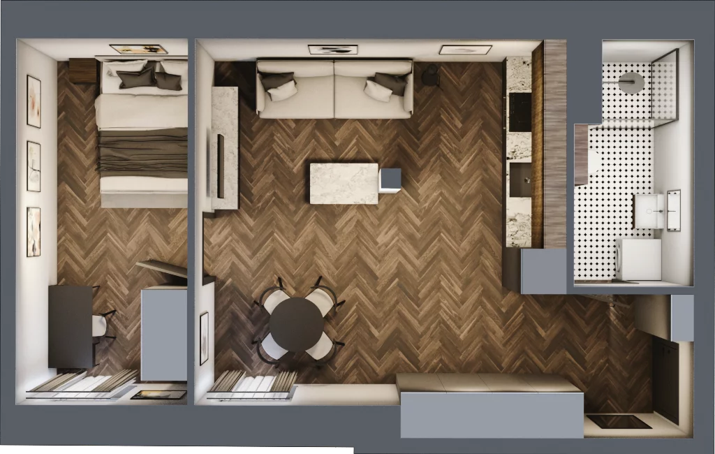2 pokoje, mieszkanie 43,67 m², piętro 3, oferta nr 62, Kamienica Siemensa, Łódź, Śródmieście, ul. Piotrkowska 96