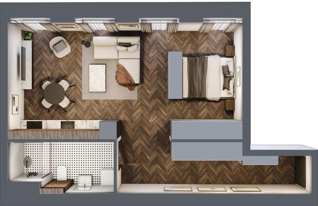 2 pokoje, mieszkanie 48,96 m², piętro 2, oferta nr 36, Kamienica Siemensa, Łódź, Śródmieście, ul. Piotrkowska 96