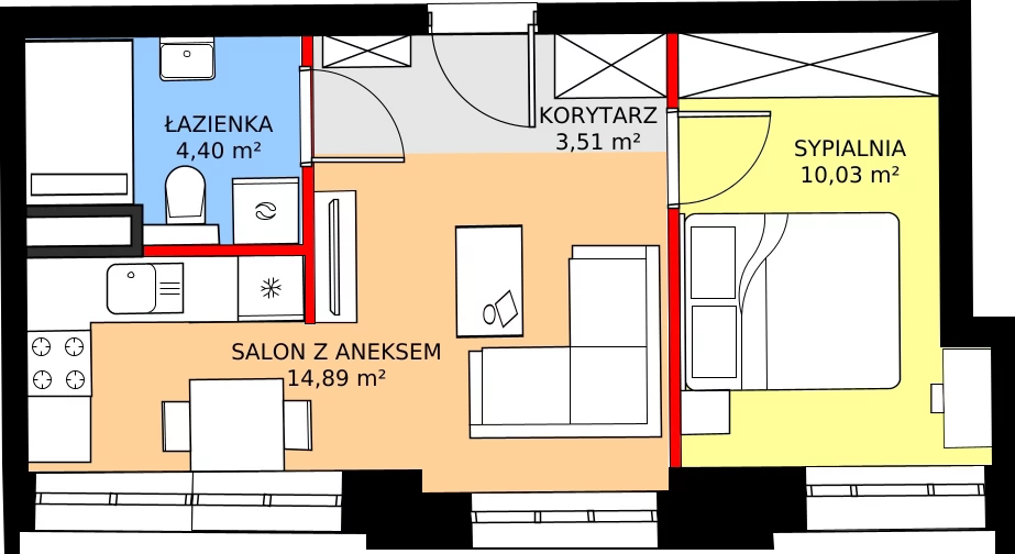 Zalety mieszkania 33.3 m², 63