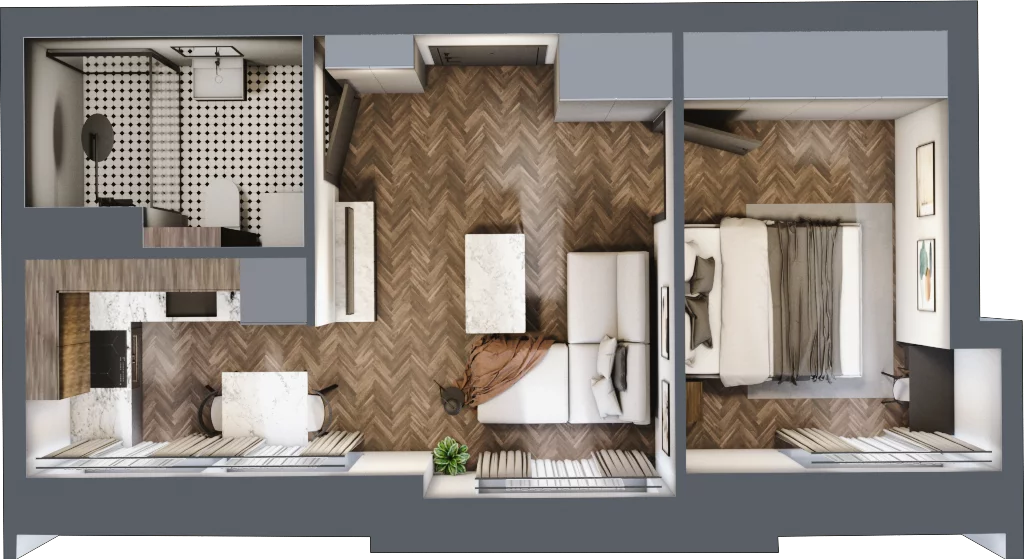 2 pokoje, mieszkanie 33,30 m², piętro 3, oferta nr 63, Kamienica Siemensa, Łódź, Śródmieście, ul. Piotrkowska 96