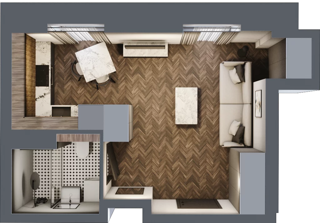 1 pokój, mieszkanie 26,37 m², piętro 2, oferta nr 35, Kamienica Siemensa, Łódź, Śródmieście, ul. Piotrkowska 96