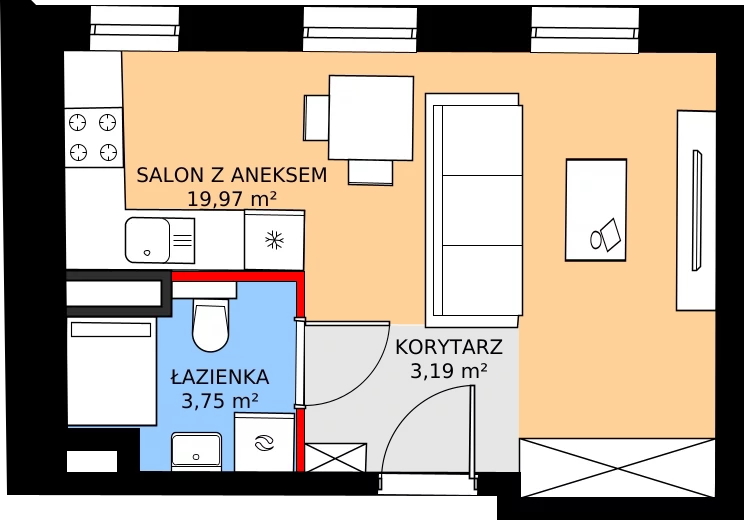 Zalety mieszkania 26.91 m², 75