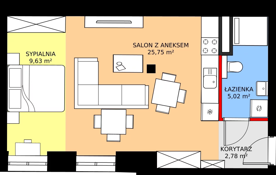 Zalety mieszkania 43.18 m², 41