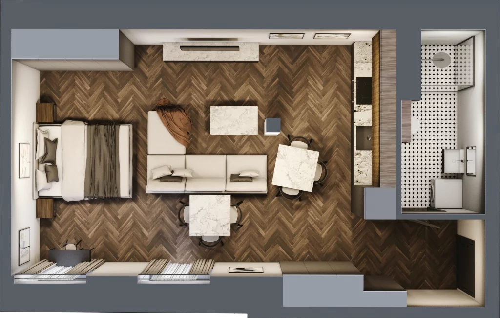 2 pokoje, mieszkanie 43,18 m², piętro 2, oferta nr 41, Kamienica Siemensa, Łódź, Śródmieście, ul. Piotrkowska 96