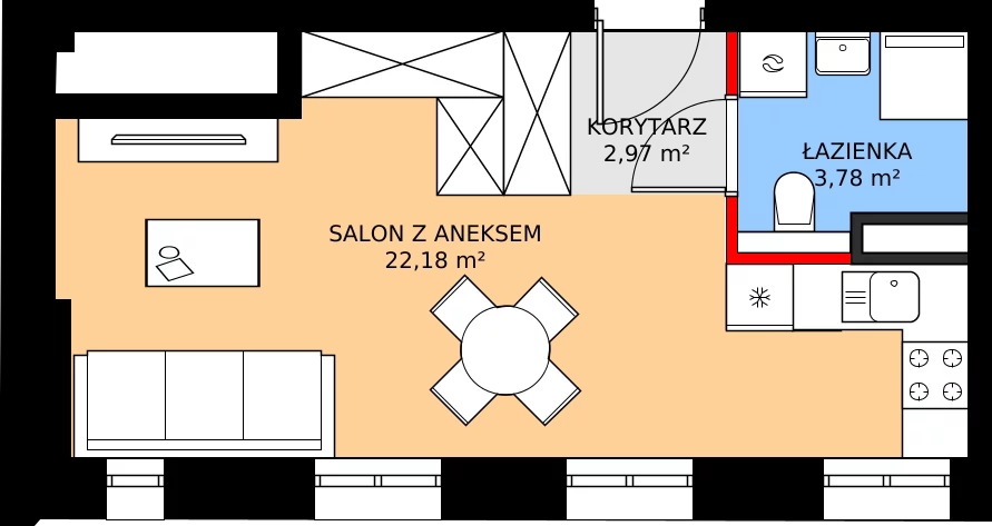 Zalety mieszkania 28.93 m², 43