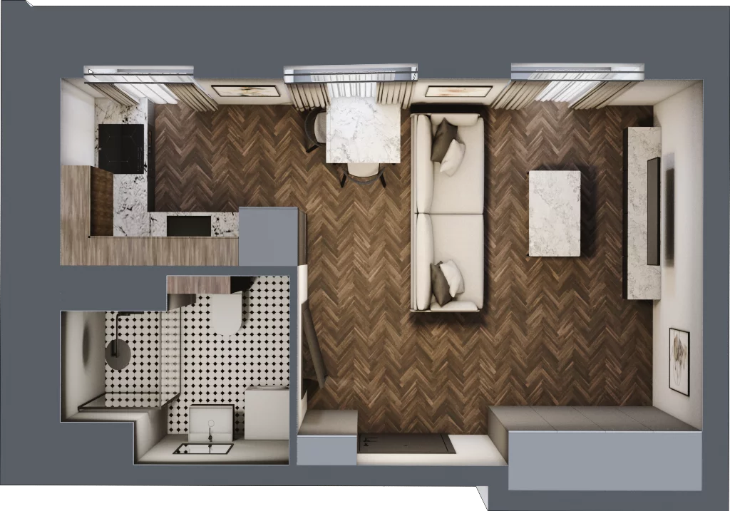 1 pokój, mieszkanie 25,62 m², piętro 1, oferta nr 12, Kamienica Siemensa, Łódź, Śródmieście, ul. Piotrkowska 96