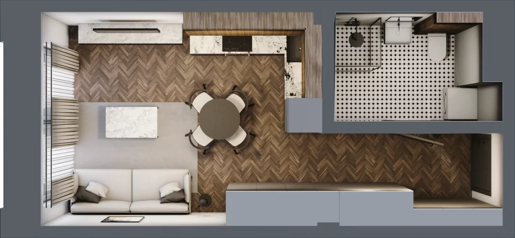 1 pokój, mieszkanie 28,09 m², piętro 3, oferta nr 47, Kamienica Siemensa, Łódź, Śródmieście, ul. Piotrkowska 96