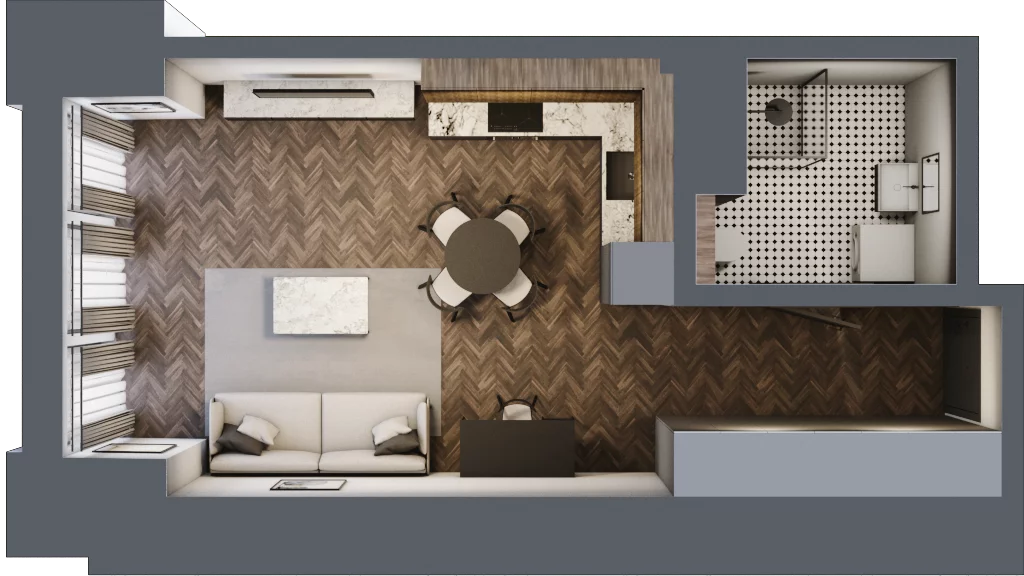 1 pokój, mieszkanie 33,84 m², piętro 1, oferta nr 8, Kamienica Siemensa, Łódź, Śródmieście, ul. Piotrkowska 96