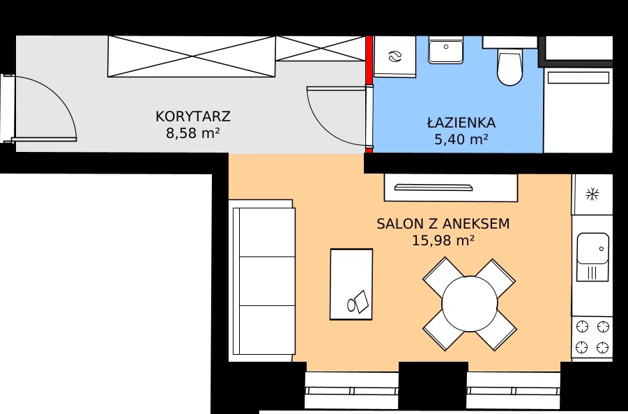 Zalety mieszkania 29.71 m², 24