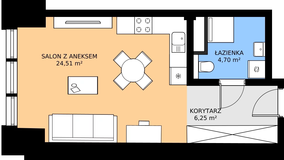 Zalety mieszkania 35.46 m², 50