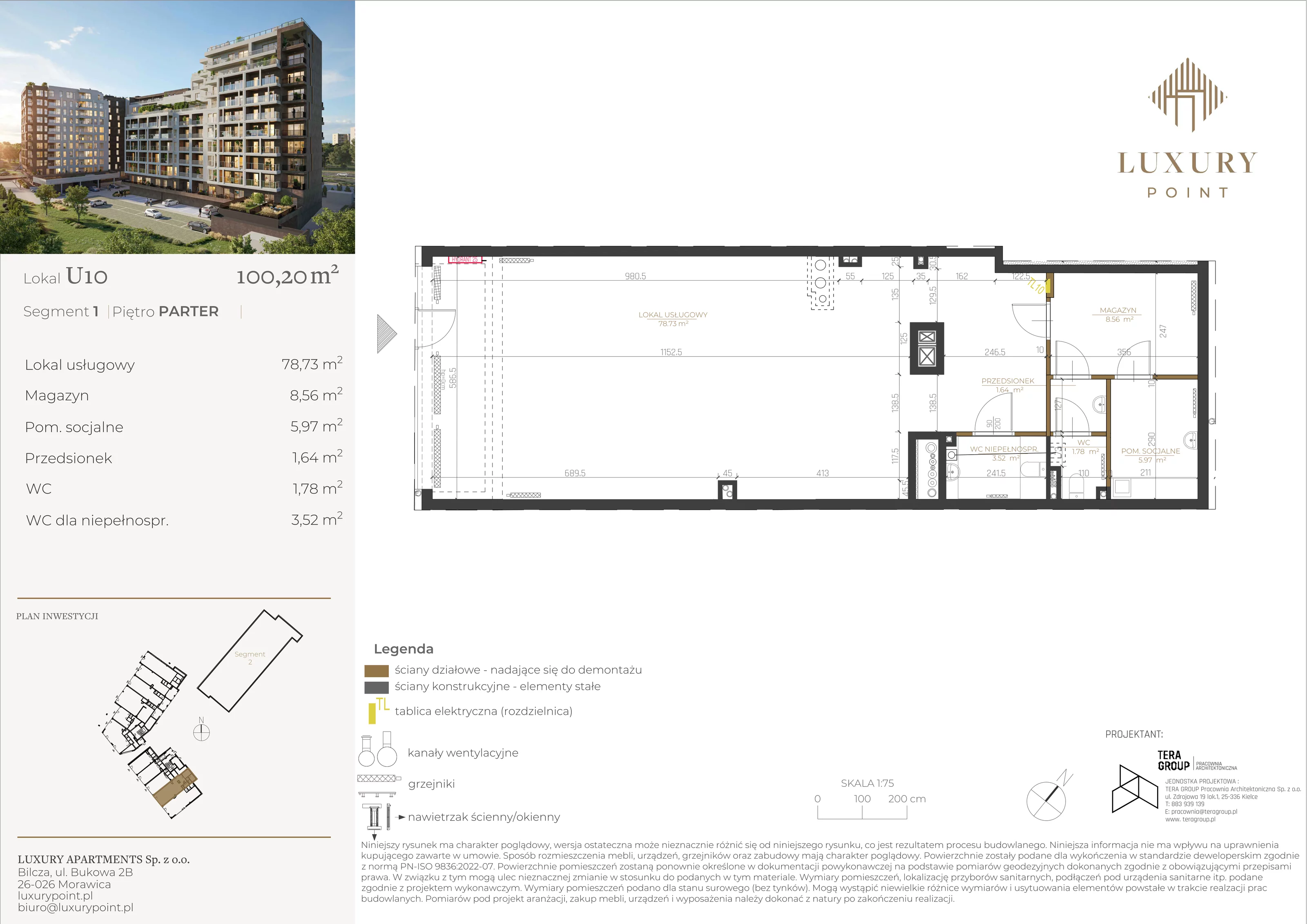 Lokal użytkowy 100,20 m², oferta nr LU10, Luxury Point - lokale użytkowe, Kielce, Centrum, al. Solidarności