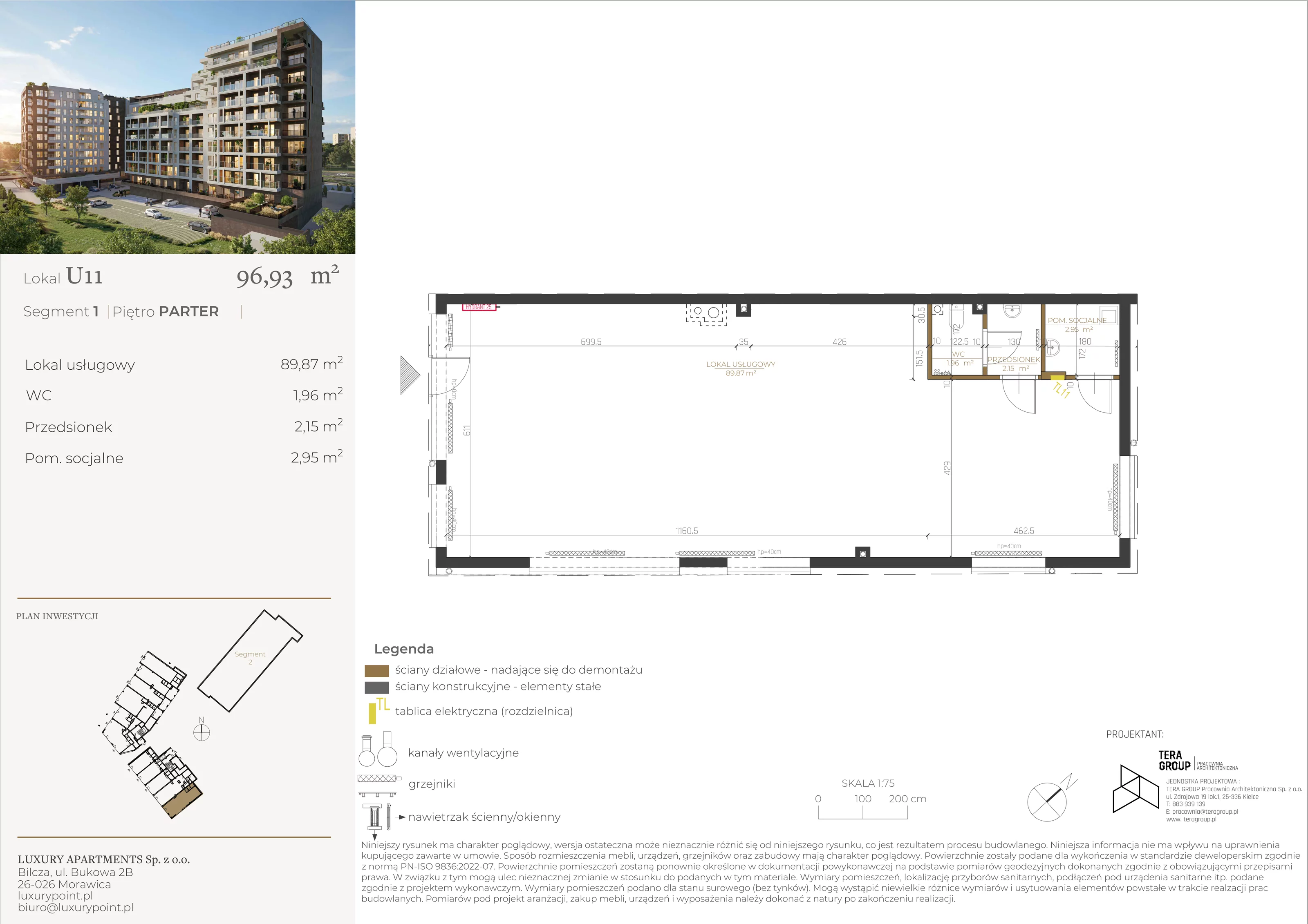 Lokal użytkowy 96,93 m², oferta nr LU11, Luxury Point - lokale użytkowe, Kielce, Centrum, al. Solidarności