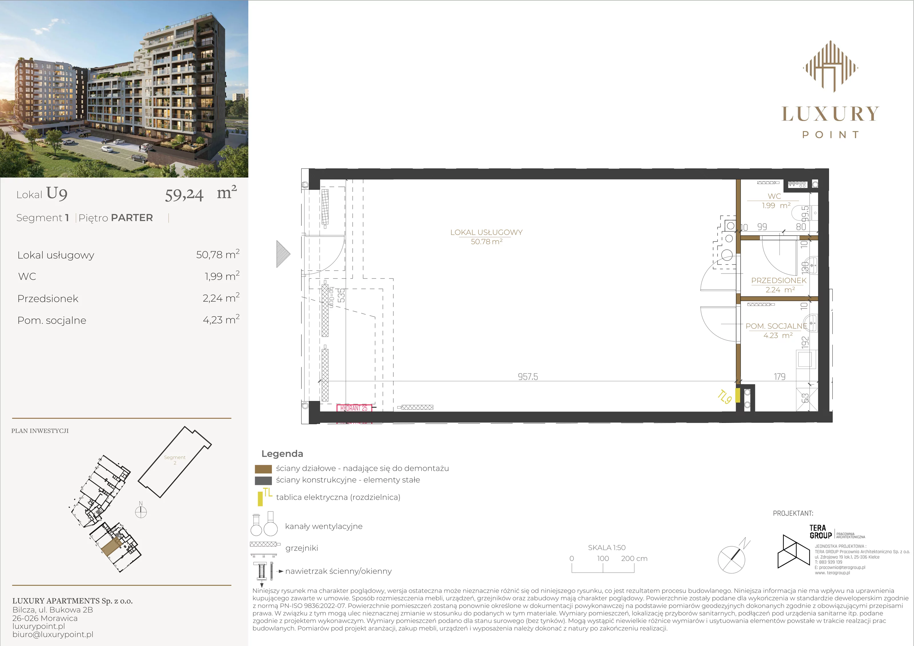 Lokal użytkowy 59,24 m², oferta nr LU9, Luxury Point - lokale użytkowe, Kielce, Centrum, al. Solidarności