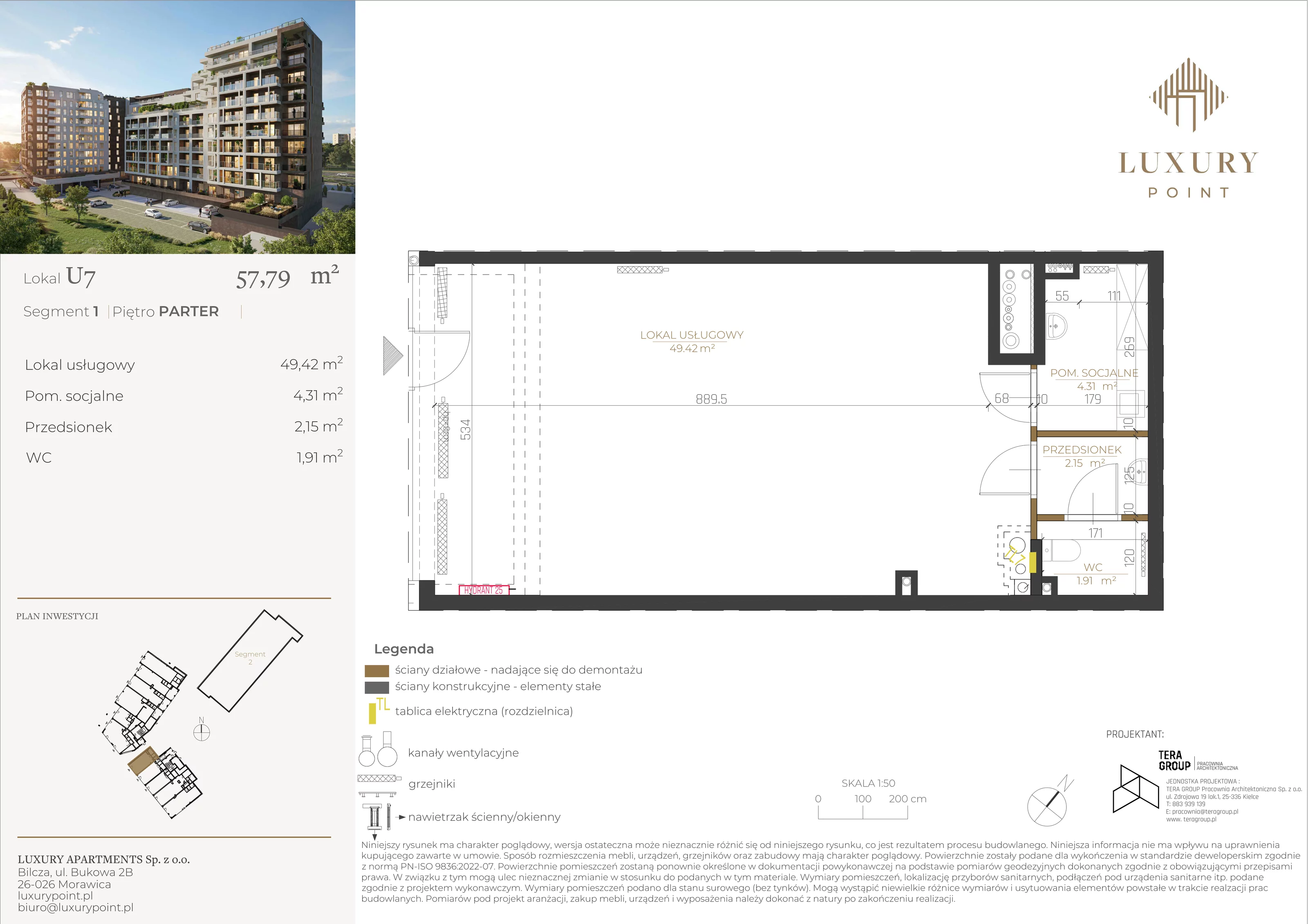 Lokal użytkowy 57,79 m², oferta nr LU7, Luxury Point - lokale użytkowe, Kielce, Centrum, al. Solidarności
