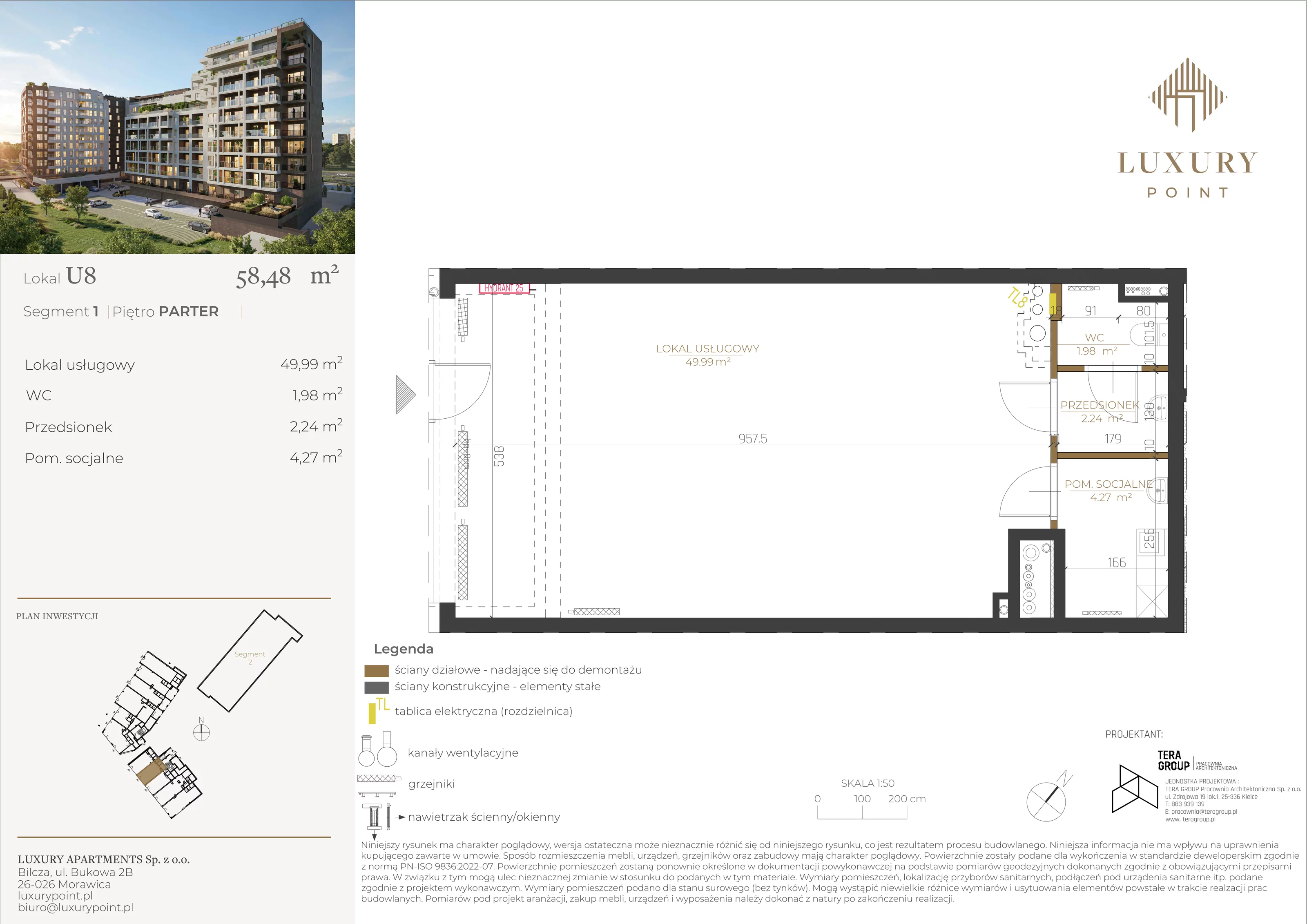 Lokal użytkowy 58,48 m², oferta nr LU8, Luxury Point - lokale użytkowe, Kielce, Centrum, al. Solidarności