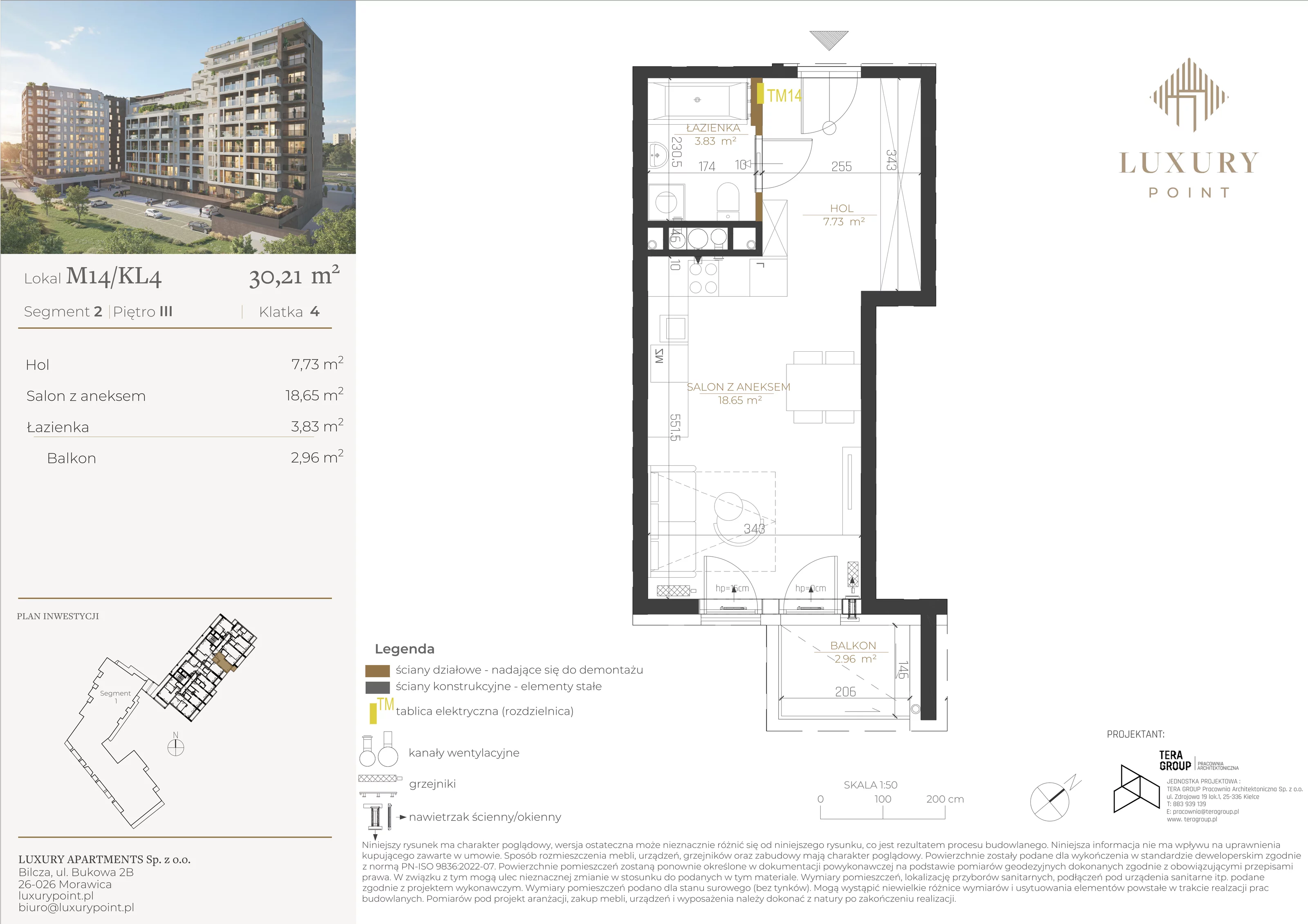 Mieszkanie 30,21 m², piętro 3, oferta nr M14/KL4, Luxury Point, Kielce, Al. Solidarności