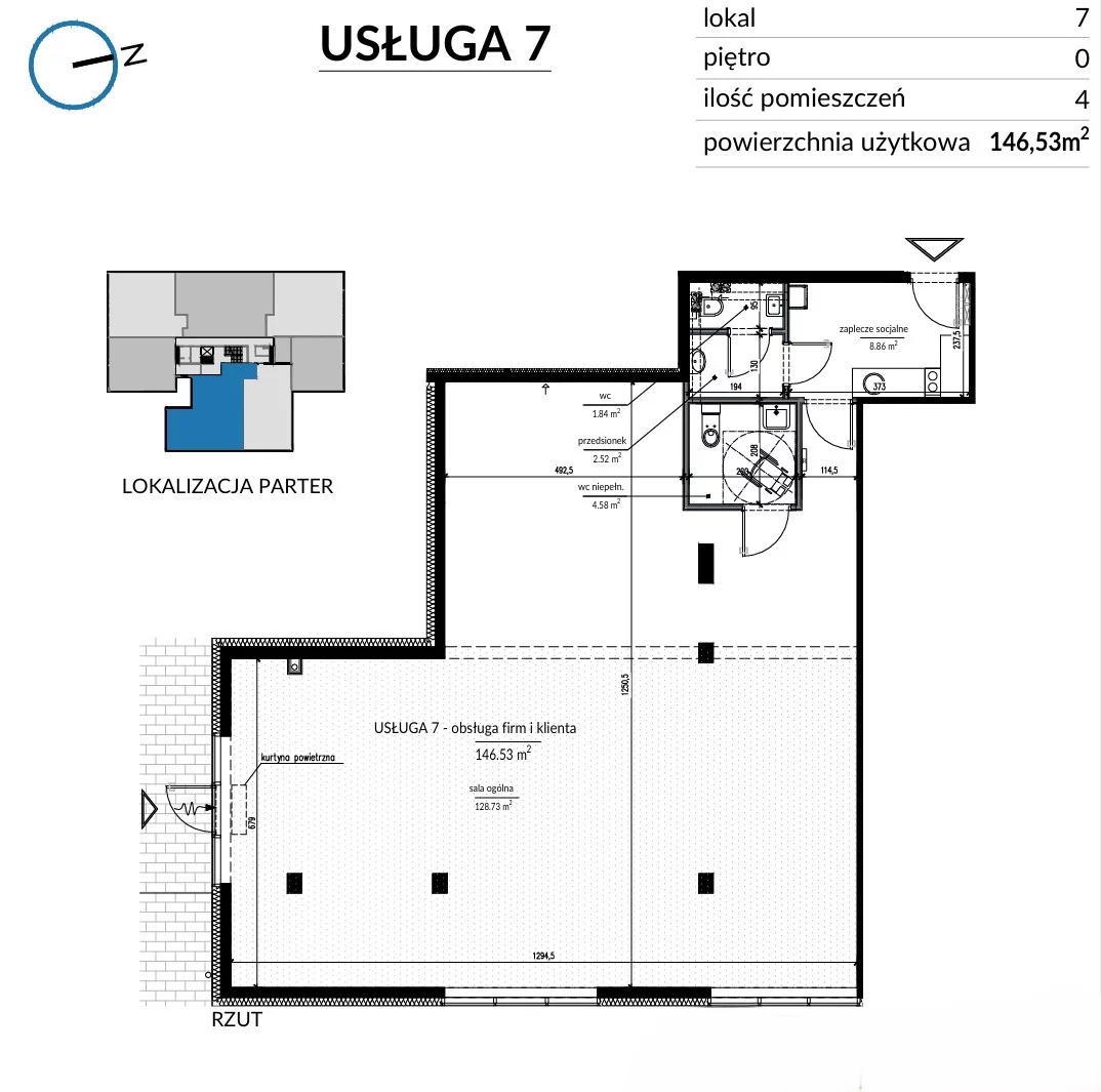 Obiekt 146,53 m², oferta nr 7, Brylantowa 21 - lokale usługowe, Wrocław, Ołtaszyn, Krzyki, ul. Brylantowa 21