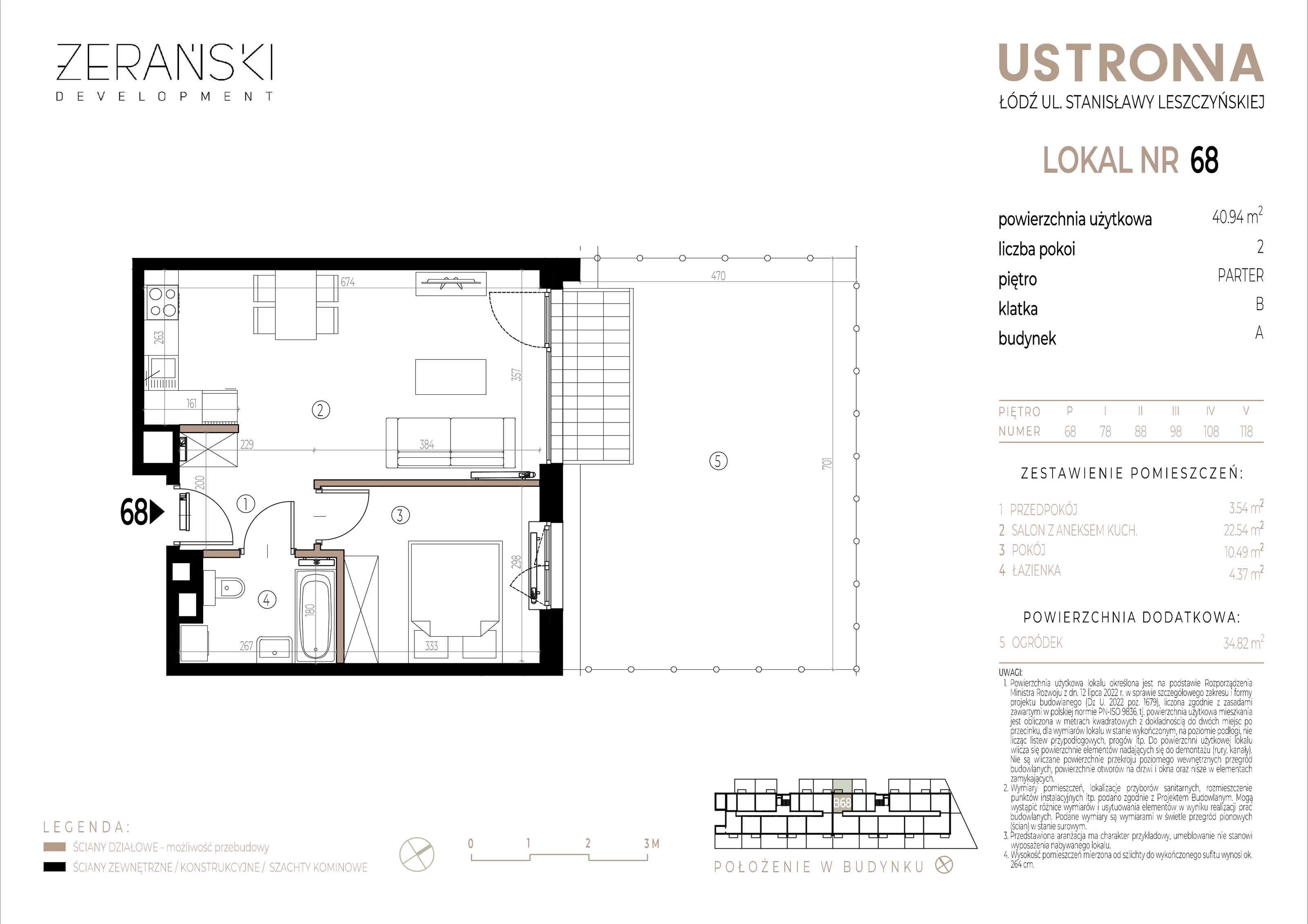 Mieszkanie 40,94 m², parter, oferta nr B/68, Ustronna, Łódź, Górna, Chojny, ul. Ustronna