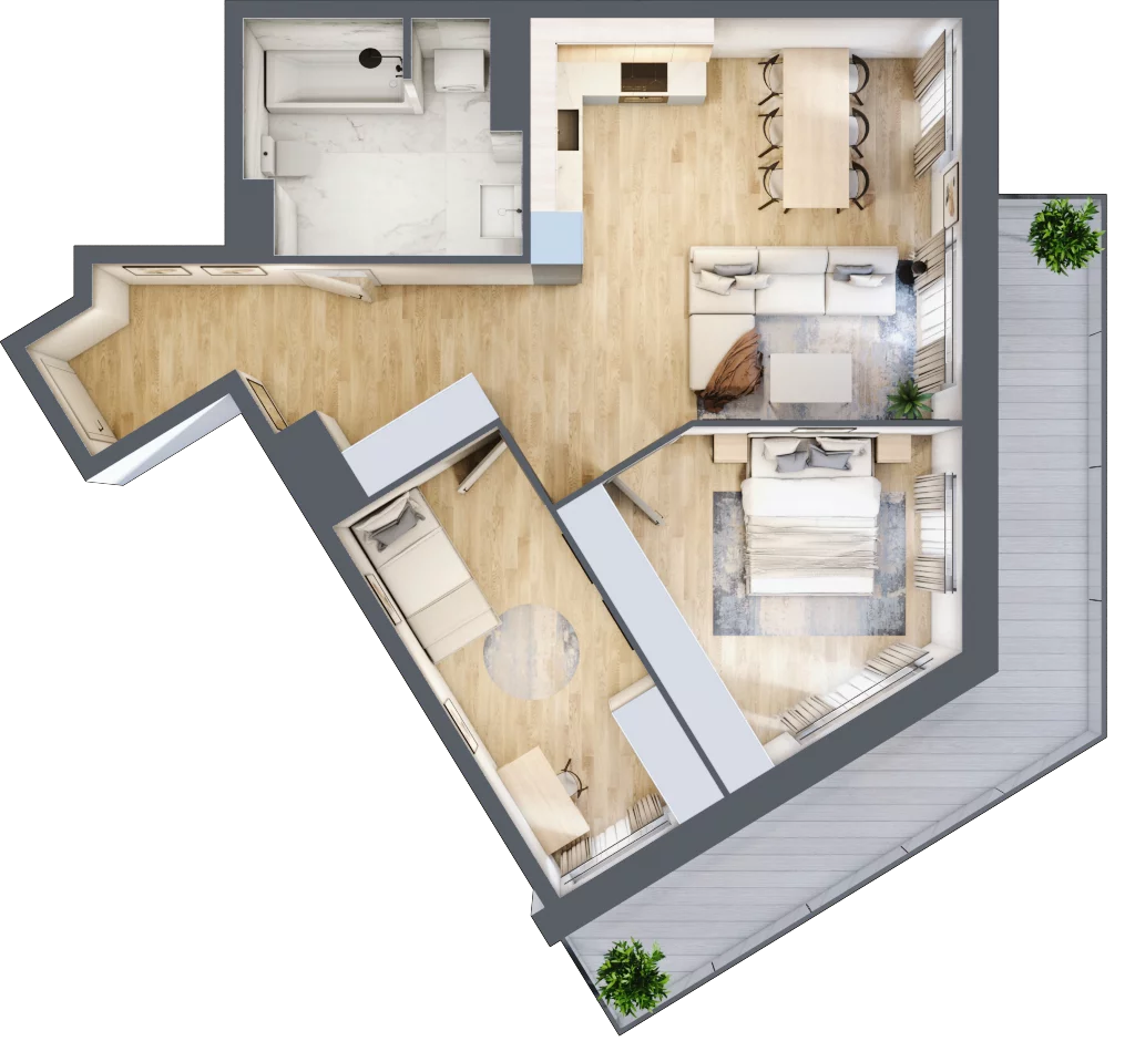 3 pokoje, apartament 66,46 m², piętro 1, oferta nr A1.2.1.M3, Nowe Promenady, Wrocław, Kleczków, Psie Pole, ul. Czesława Miłosza