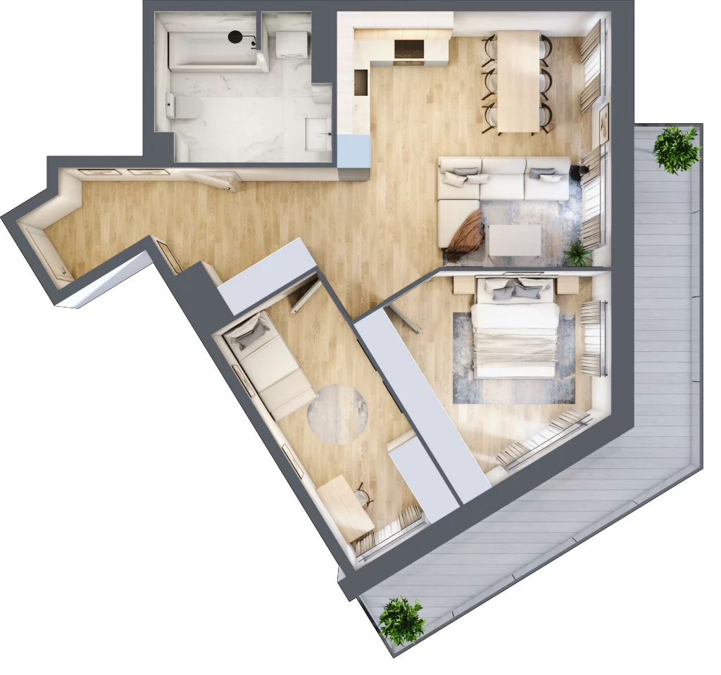 3 pokoje, mieszkanie 66,58 m², piętro 2, oferta nr A1.2.2.M9, Nowe Promenady, Wrocław, Kleczków, Psie Pole, ul. Czesława Miłosza