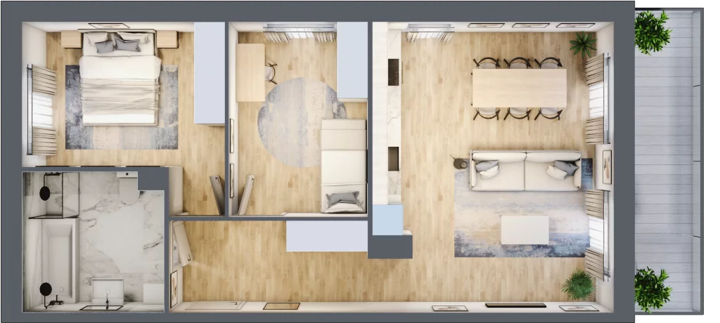 3 pokoje, apartament 64,77 m², piętro 1, oferta nr A2.3.1.M1, Nowe Promenady, Wrocław, Kleczków, Psie Pole, ul. Czesława Miłosza
