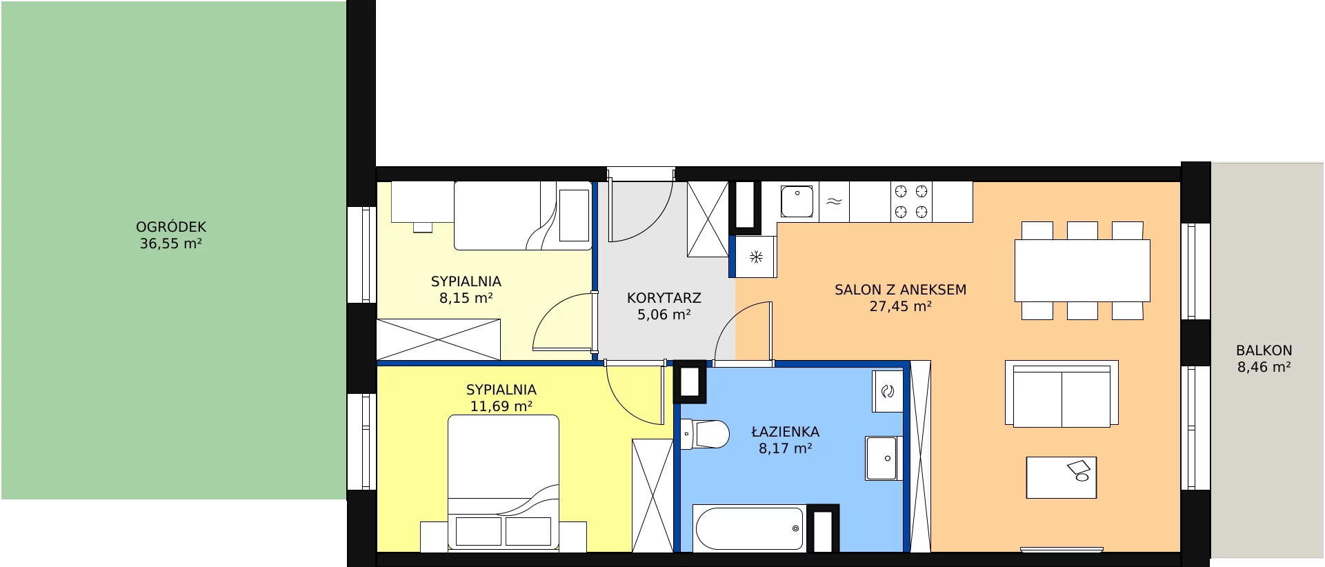 Zalety apartamentu 60.52 m², A2.3.1.M5