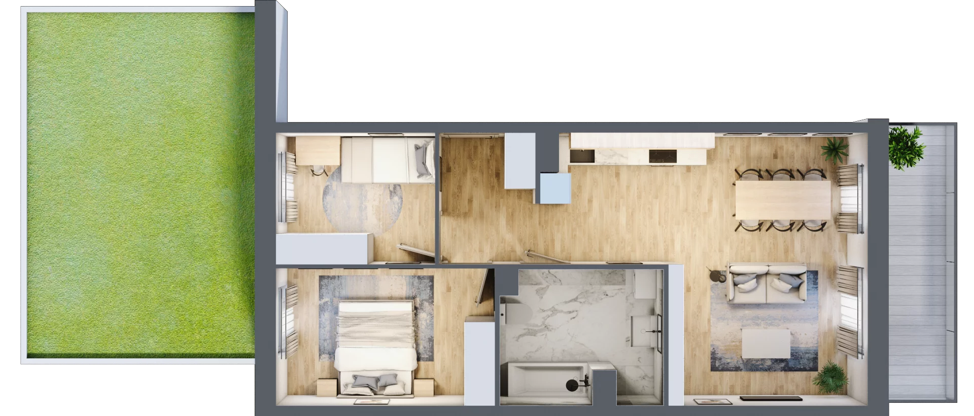 3 pokoje, apartament 60,52 m², piętro 1, oferta nr A2.3.1.M5, Nowe Promenady, Wrocław, Kleczków, Psie Pole, ul. Czesława Miłosza