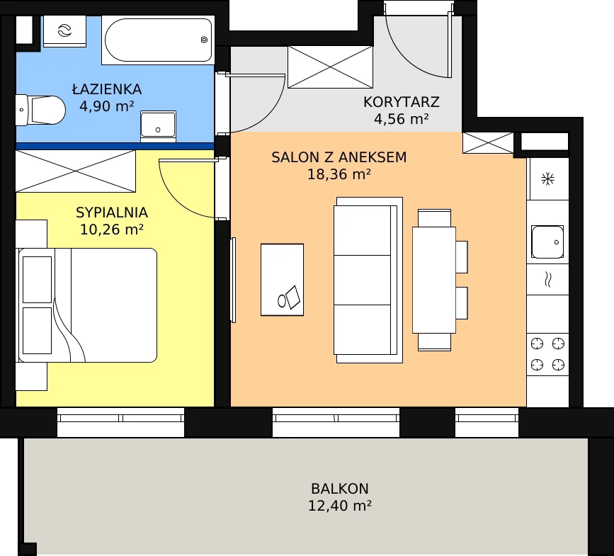 Zalety apartamentu 38.08 m², A2.4.1.M4