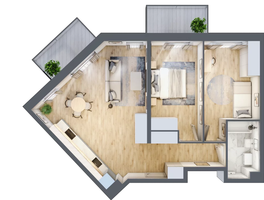 3 pokoje, apartament 65,99 m², piętro 1, oferta nr A2.4.1.M6, Nowe Promenady, Wrocław, Kleczków, Psie Pole, ul. Czesława Miłosza