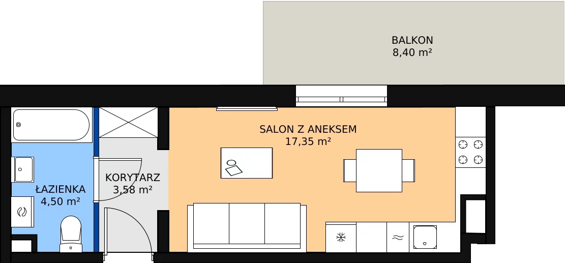 Zalety apartamentu 25.27 m², A2.3.5.M30