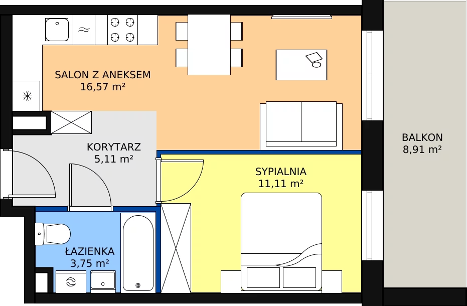 Zalety apartamentu 36.54 m², A2.4.3.M22