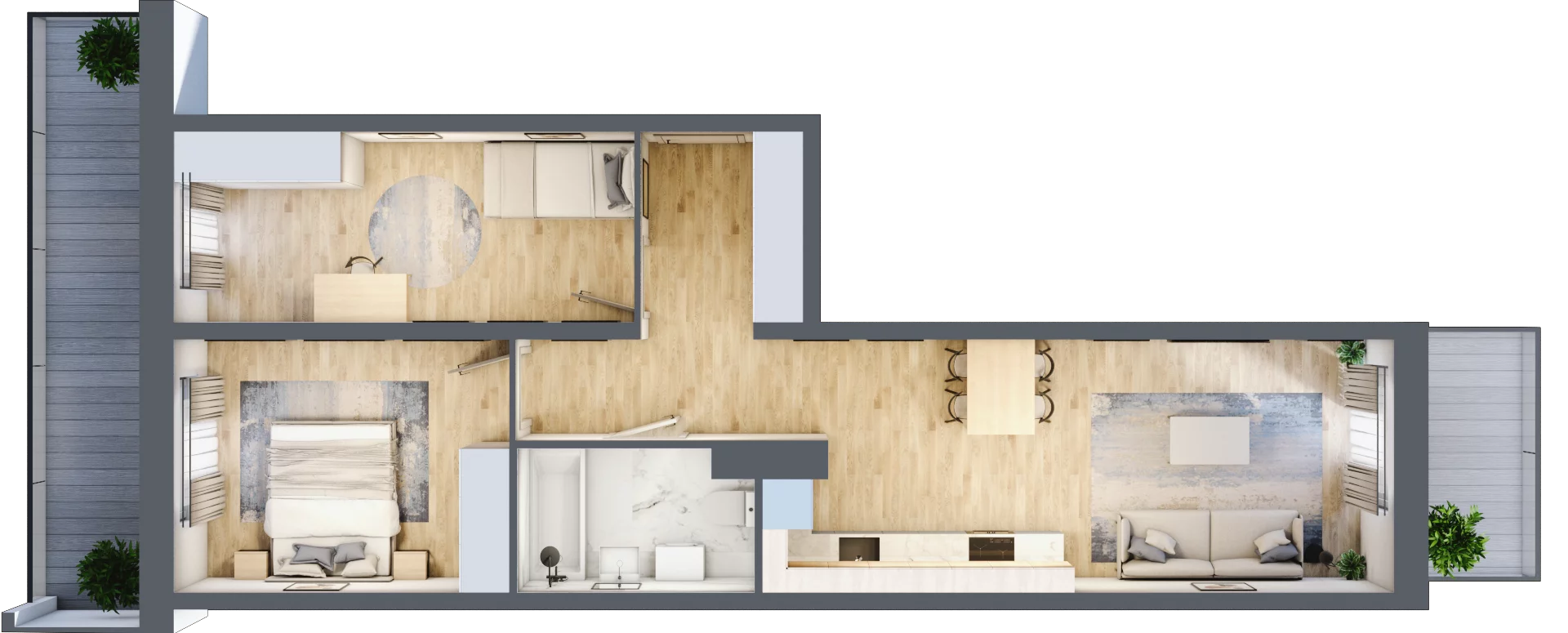 3 pokoje, apartament 60,71 m², piętro 4, oferta nr A2.5.4.M16, Nowe Promenady, Wrocław, Kleczków, Psie Pole, ul. Czesława Miłosza