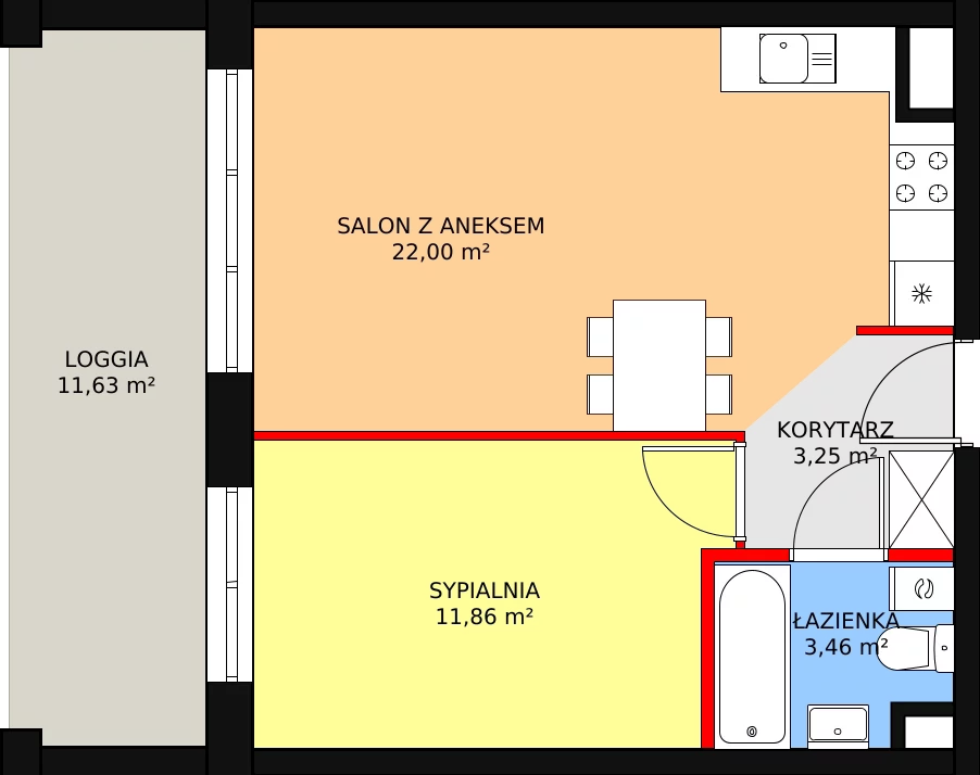 Mieszkanie 40,54 m², piętro 1, oferta nr B1/21, Duo Residence, Radom, Śródmieście, ul. Waryńskiego