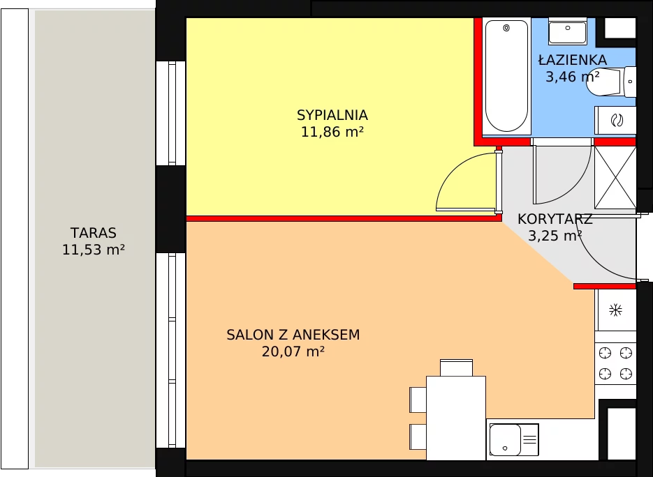 Mieszkanie 38,61 m², parter, oferta nr B2/4, Duo Residence, Radom, Śródmieście, ul. Waryńskiego