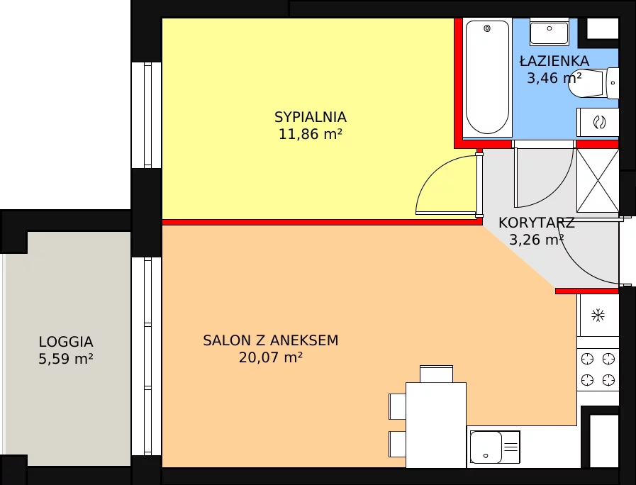 Mieszkanie 38,61 m², piętro 1, oferta nr B2/9, Duo Residence, Radom, Śródmieście, ul. Waryńskiego